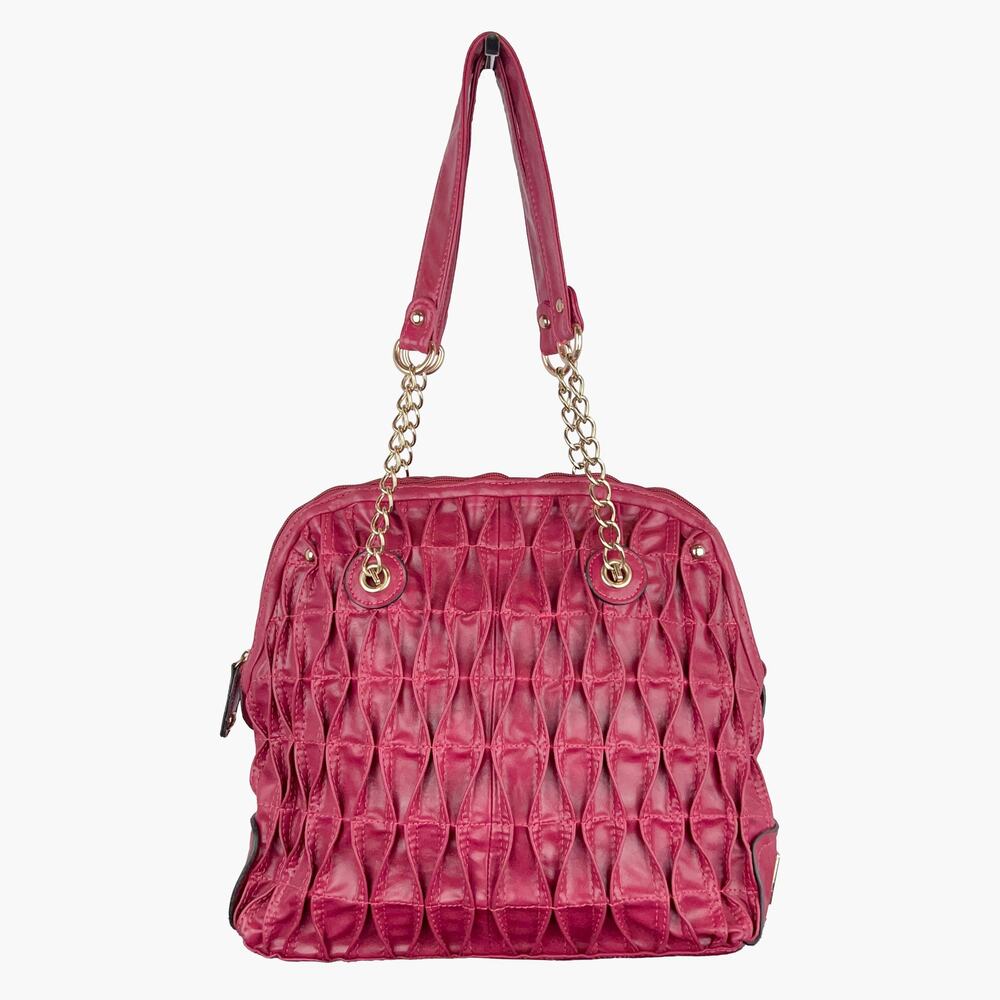 ANDREW MARC Pleated Leather Shoulder Bag (Rose Pink)